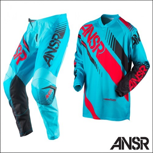 ANSWER PANTALONI MAGLIA CROSS SYNCRON RACE GEAR CYAN RED