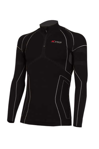 XTECH MAGLIA INTIMA RACE 3 MANICHE LUNGHE LUPETTO ZIP, NERO